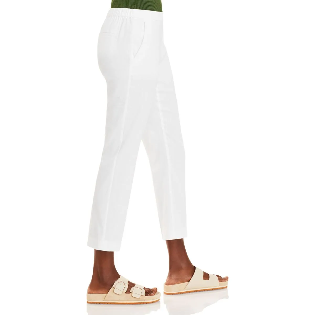 Treeca Womens Linen Blend High-Rise Cropped Pants