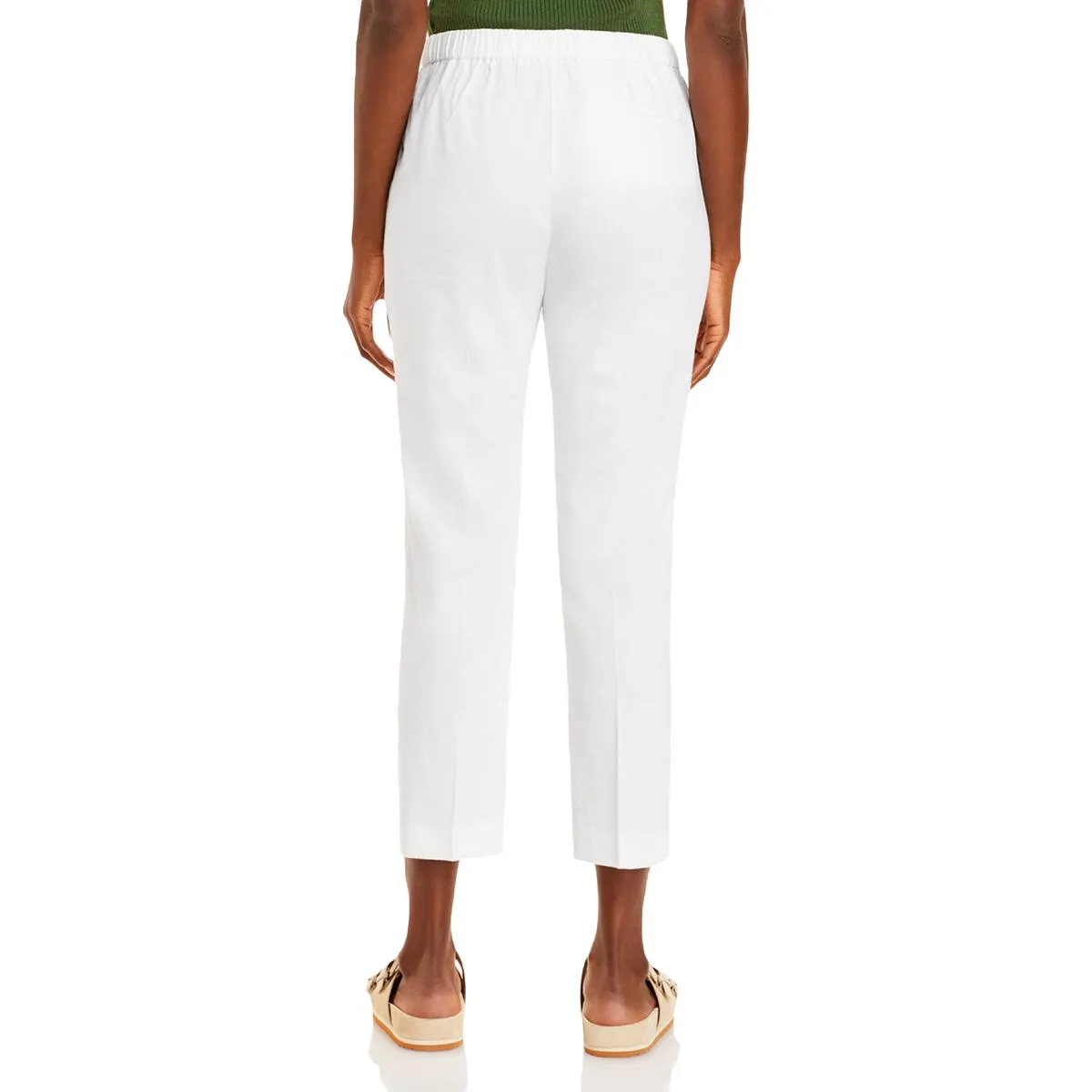 Treeca Womens Linen Blend High-Rise Cropped Pants