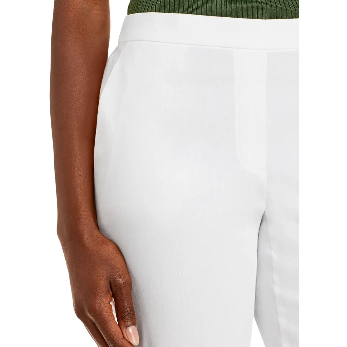 Treeca Womens Linen Blend High-Rise Cropped Pants