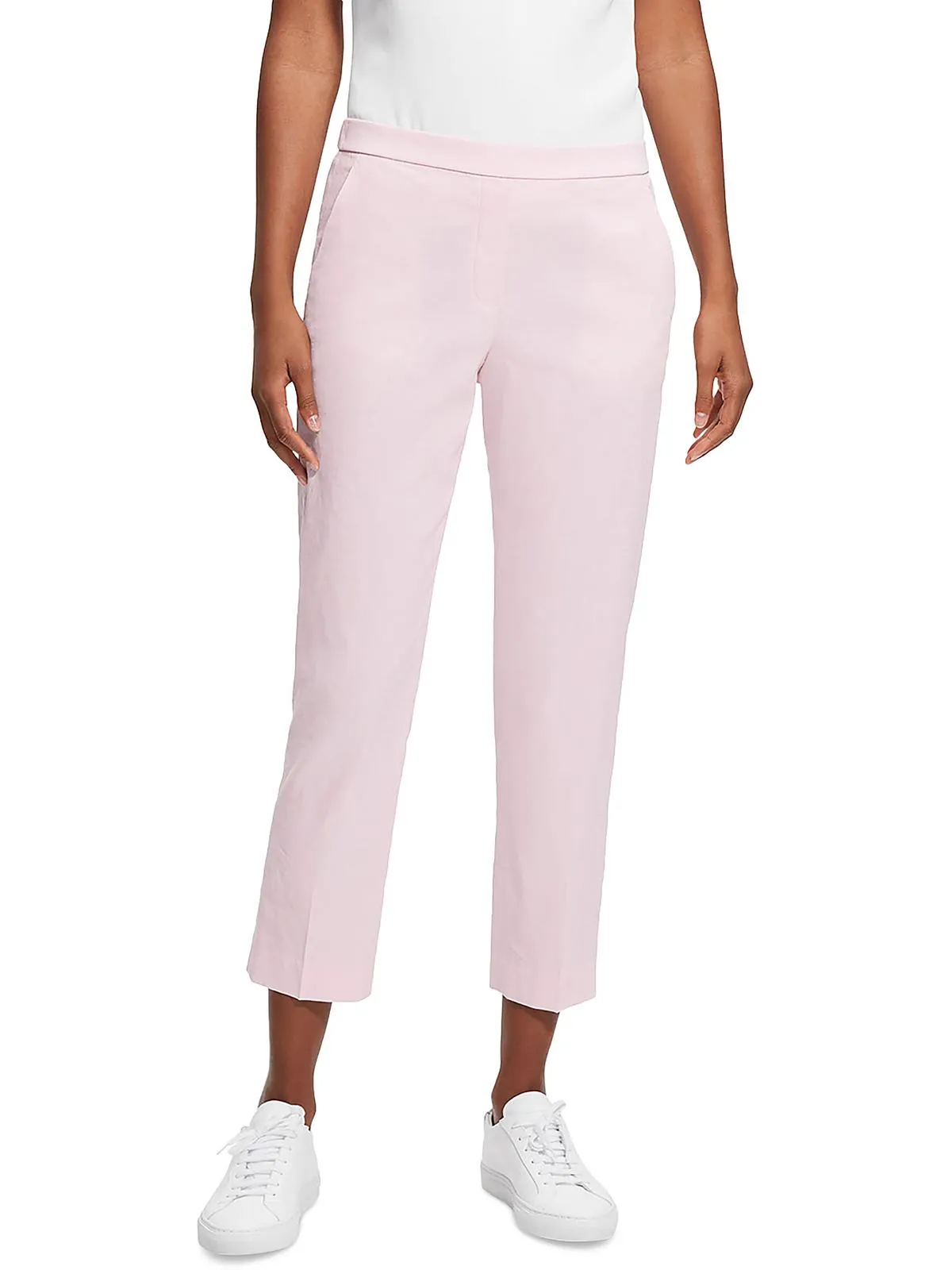 Treeca Womens Linen Blend High-Rise Cropped Pants