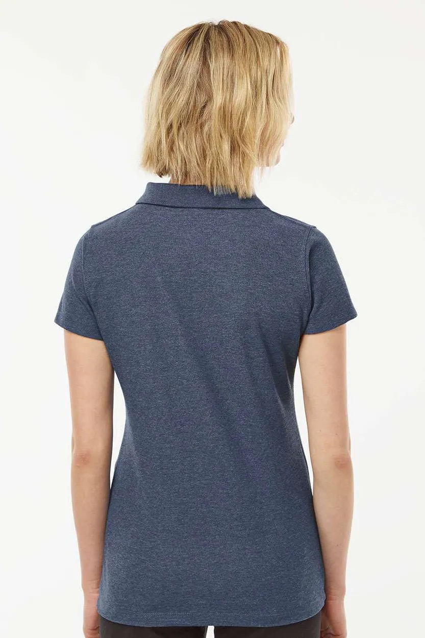 Tultex Womens Sport Short Sleeve Polo Shirt - Heather Navy Blue - Closeout