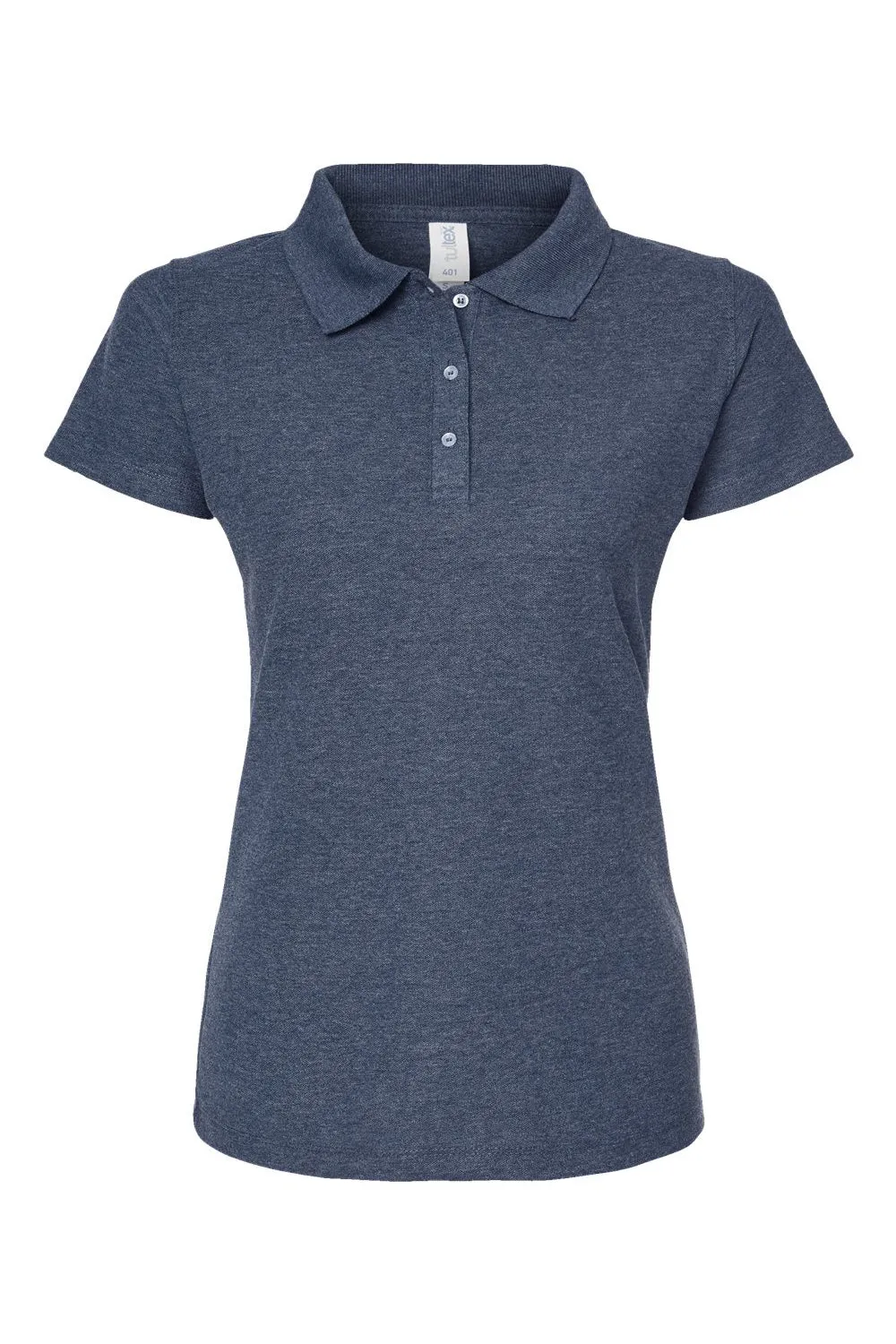 Tultex Womens Sport Short Sleeve Polo Shirt - Heather Navy Blue - Closeout