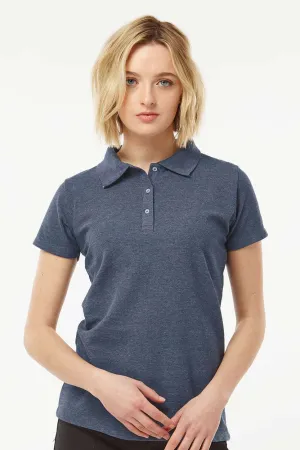 Tultex Womens Sport Short Sleeve Polo Shirt - Heather Navy Blue - Closeout