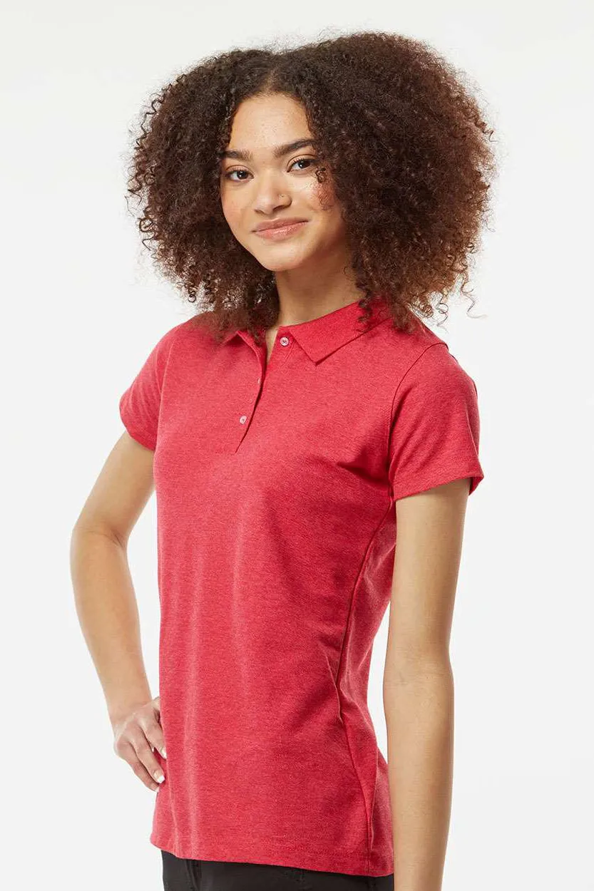 Tultex Womens Sport Short Sleeve Polo Shirt - Heather Red - Closeout