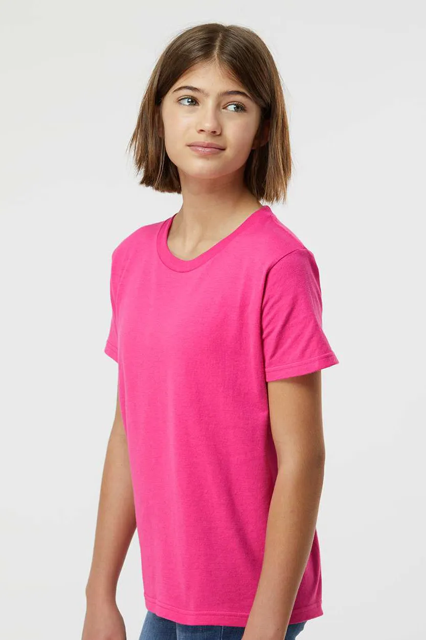 Tultex Youth Fine Jersey Short Sleeve Crewneck T-Shirt - Fuchsia Pink
