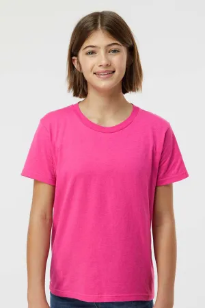 Tultex Youth Fine Jersey Short Sleeve Crewneck T-Shirt - Fuchsia Pink