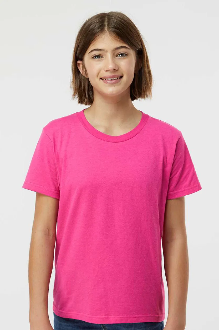 Tultex Youth Fine Jersey Short Sleeve Crewneck T-Shirt - Fuchsia Pink