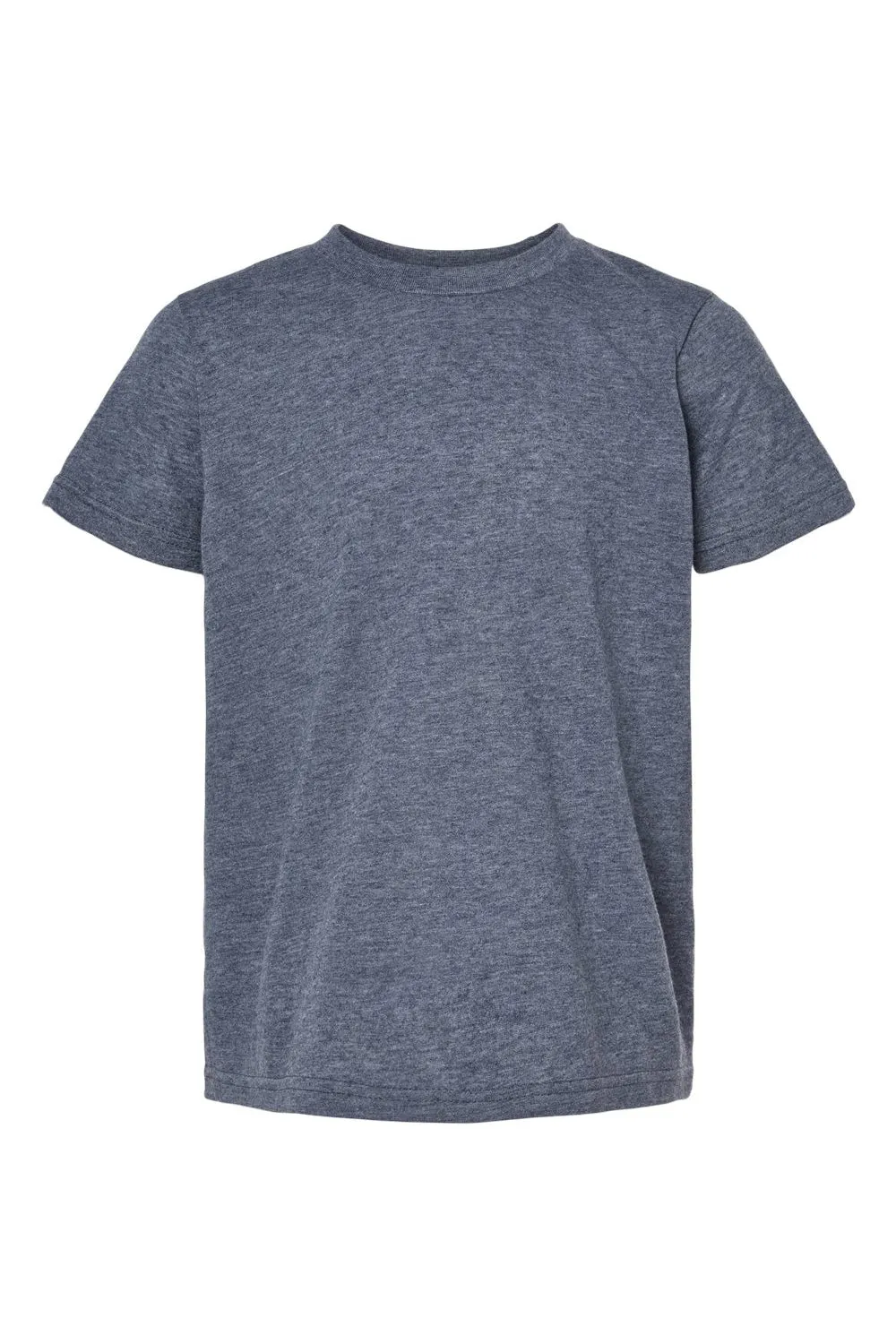 Tultex Youth Poly-Rich Short Sleeve Crewneck T-Shirt - Heather Navy Blue