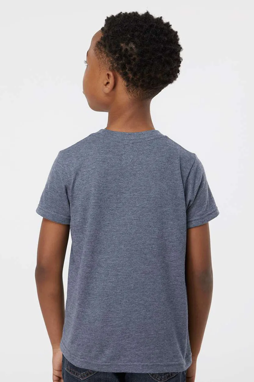 Tultex Youth Poly-Rich Short Sleeve Crewneck T-Shirt - Heather Navy Blue