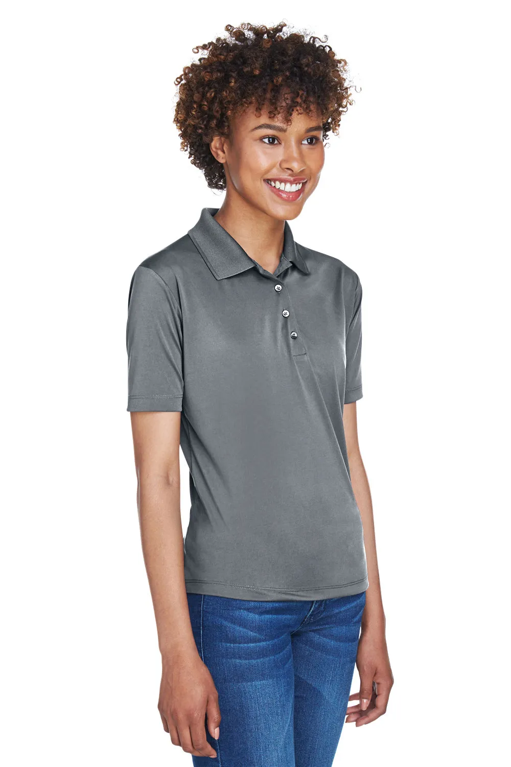 UltraClub Womens Cool & Dry 8 Star Elite Performance Moisture Wicking Short Sleeve Polo Shirt - Charcoal Grey