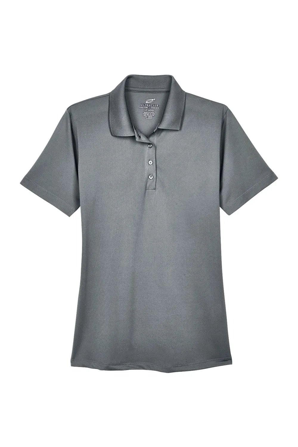UltraClub Womens Cool & Dry 8 Star Elite Performance Moisture Wicking Short Sleeve Polo Shirt - Charcoal Grey