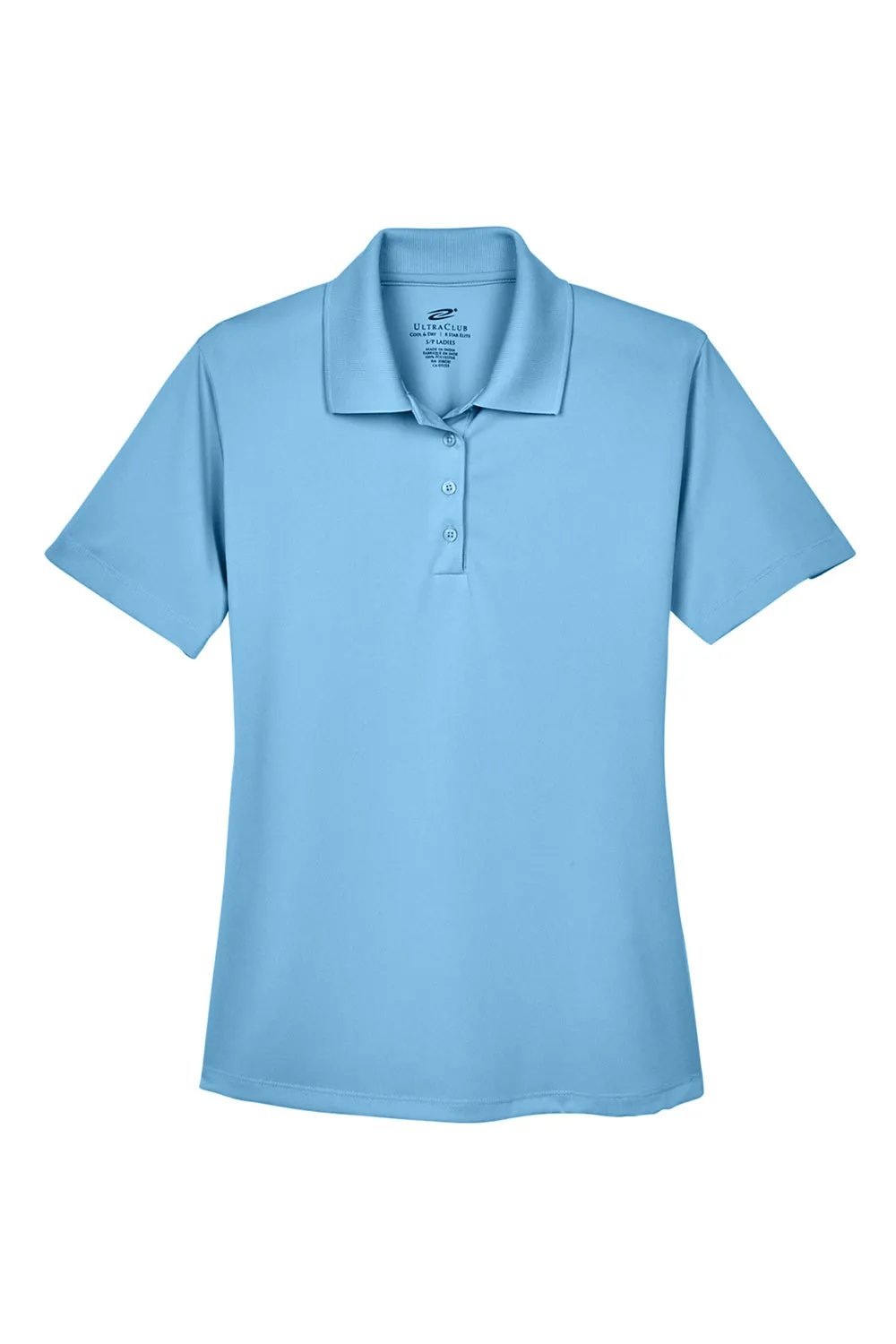 UltraClub Womens Cool & Dry 8 Star Elite Performance Moisture Wicking Short Sleeve Polo Shirt - Columbia Blue