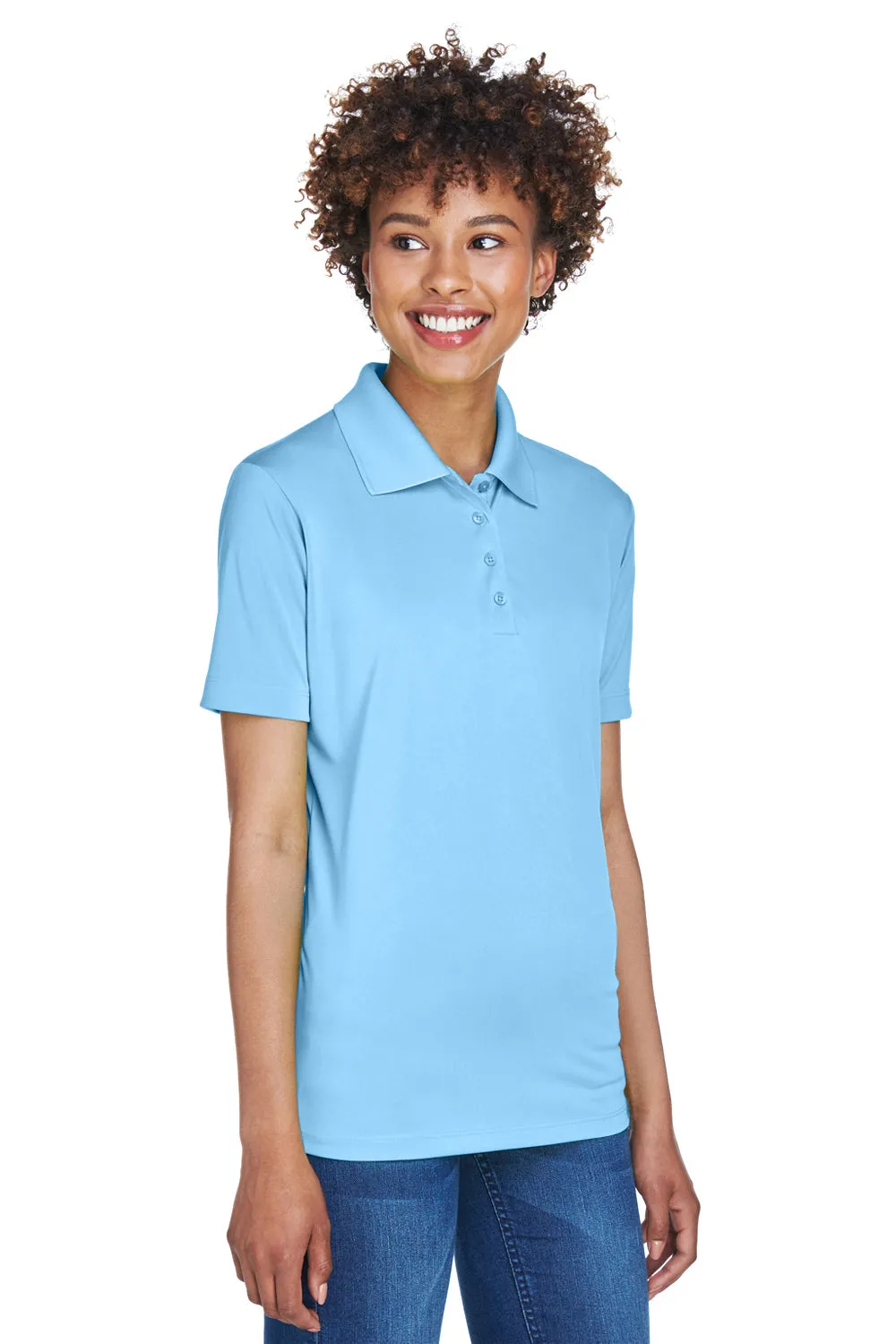 UltraClub Womens Cool & Dry 8 Star Elite Performance Moisture Wicking Short Sleeve Polo Shirt - Columbia Blue