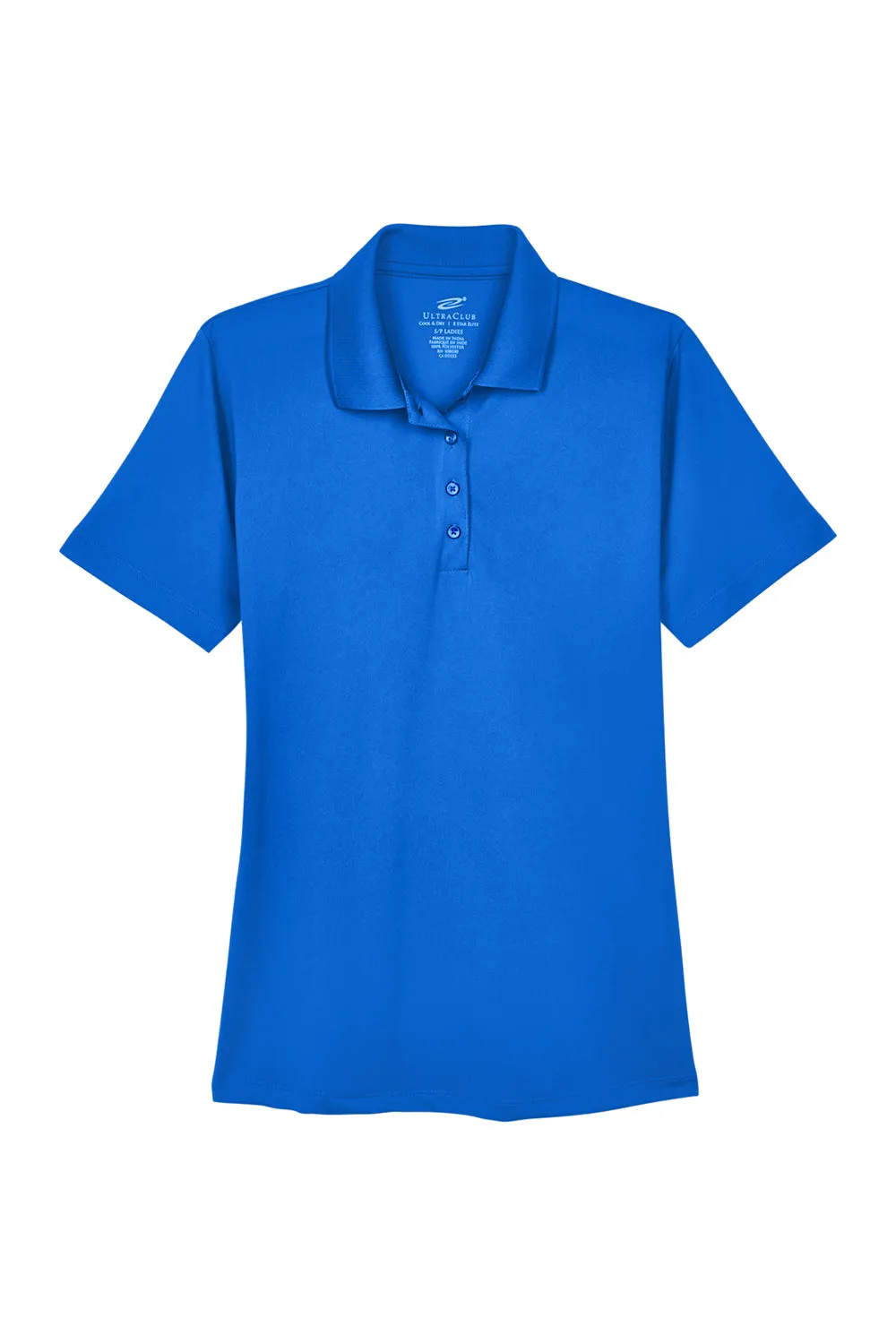 UltraClub Womens Cool & Dry 8 Star Elite Performance Moisture Wicking Short Sleeve Polo Shirt - Royal Blue