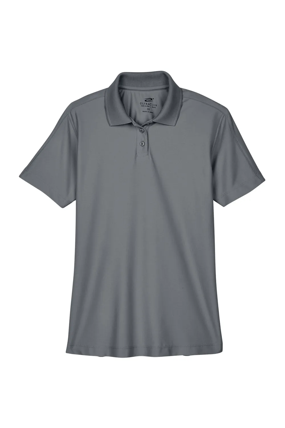 UltraClub Womens Cool & Dry Elite Performance Moisture Wicking Short Sleeve Polo Shirt - Charcoal Grey