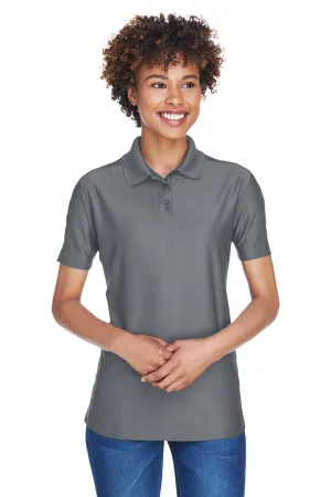 UltraClub Womens Cool & Dry Elite Performance Moisture Wicking Short Sleeve Polo Shirt - Charcoal Grey