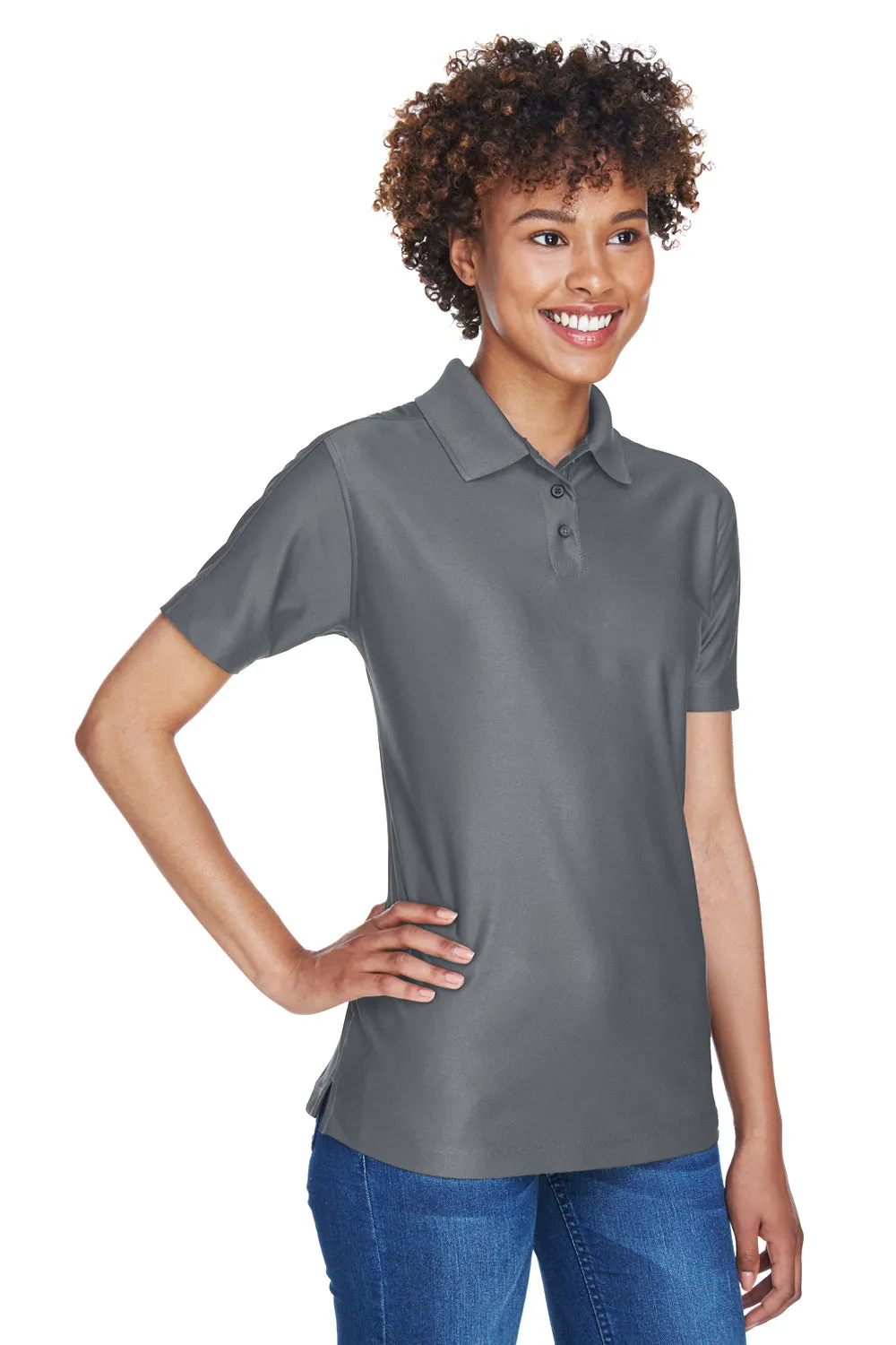 UltraClub Womens Cool & Dry Elite Performance Moisture Wicking Short Sleeve Polo Shirt - Charcoal Grey