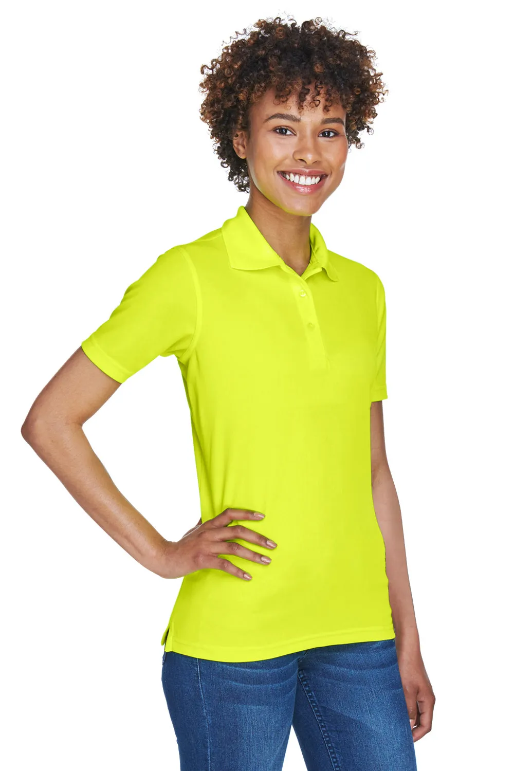 UltraClub Womens Cool & Dry Moisture Wicking Short Sleeve Polo Shirt - Bright Yellow