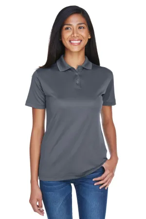 UltraClub Womens Cool & Dry Moisture Wicking Short Sleeve Polo Shirt - Charcoal Grey