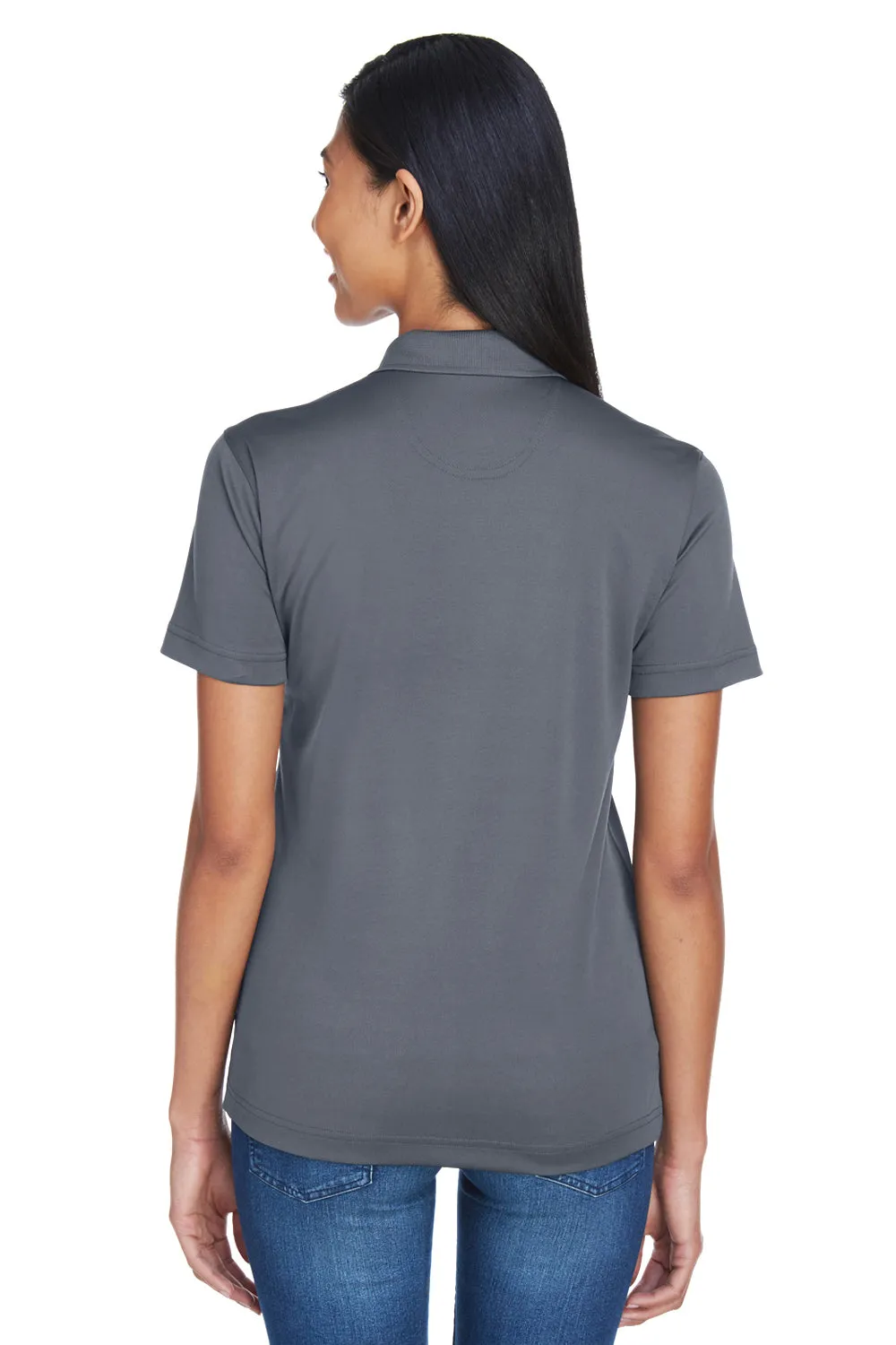 UltraClub Womens Cool & Dry Moisture Wicking Short Sleeve Polo Shirt - Charcoal Grey