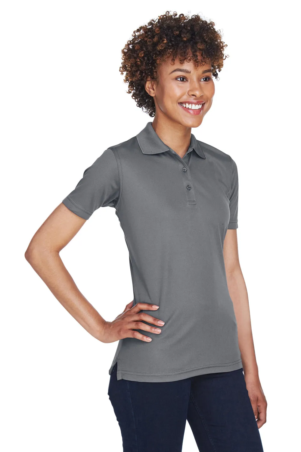 UltraClub Womens Cool & Dry Moisture Wicking Short Sleeve Polo Shirt - Charcoal Grey