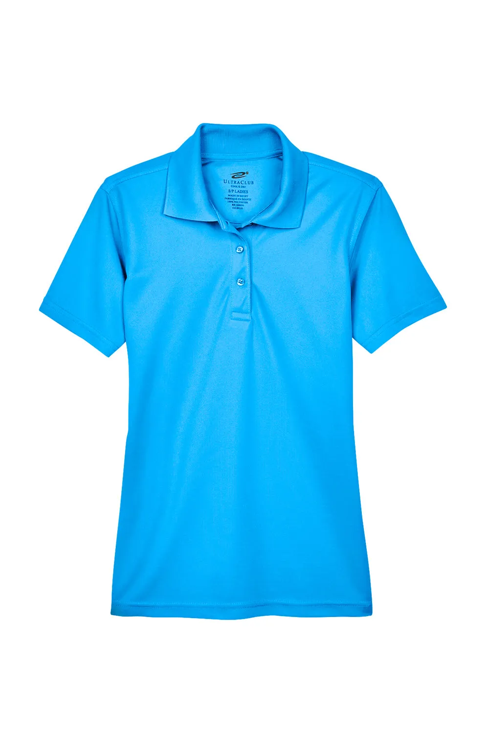 UltraClub Womens Cool & Dry Moisture Wicking Short Sleeve Polo Shirt - Coast Blue