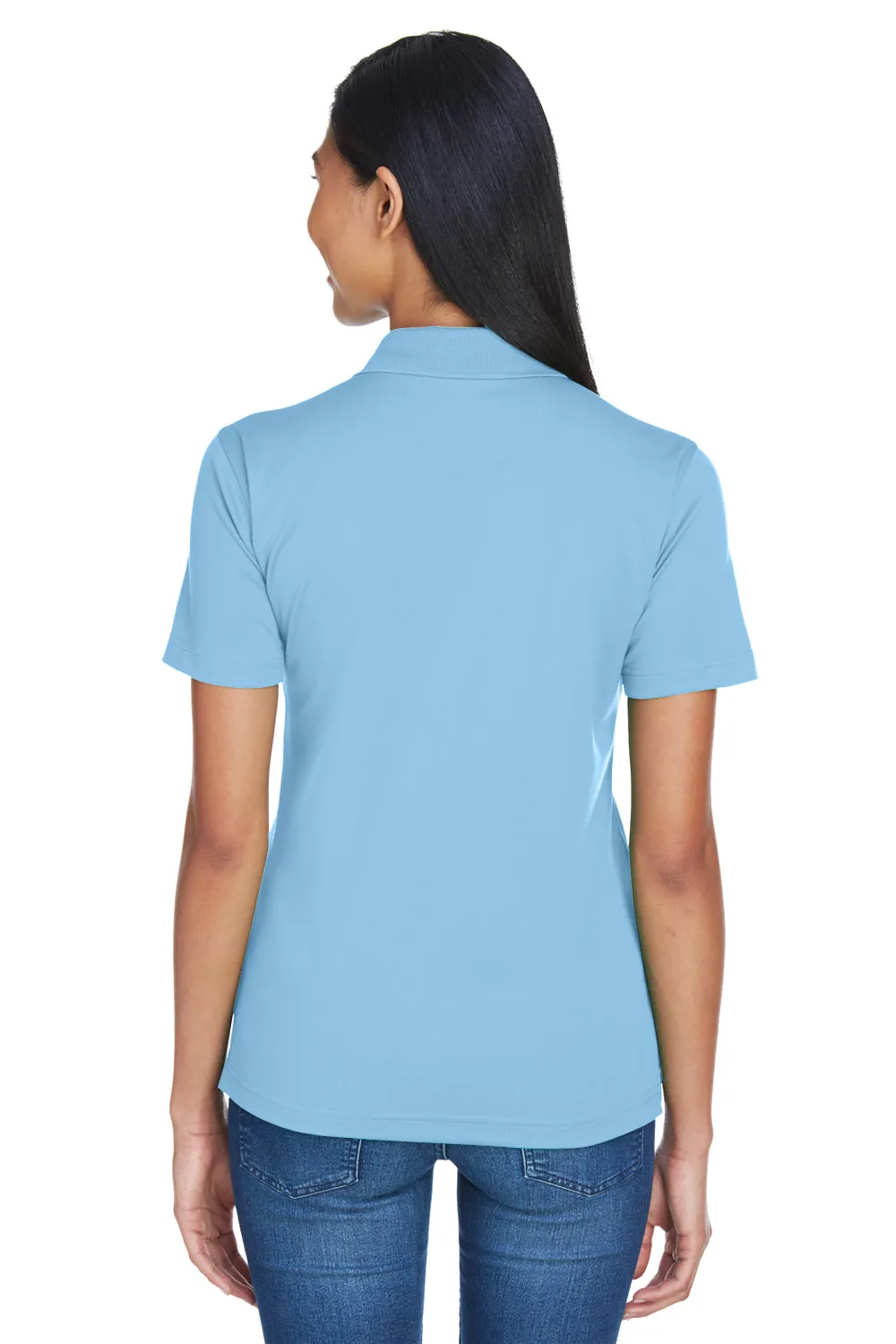 UltraClub Womens Cool & Dry Moisture Wicking Short Sleeve Polo Shirt - Columbia Blue