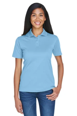 UltraClub Womens Cool & Dry Moisture Wicking Short Sleeve Polo Shirt - Columbia Blue