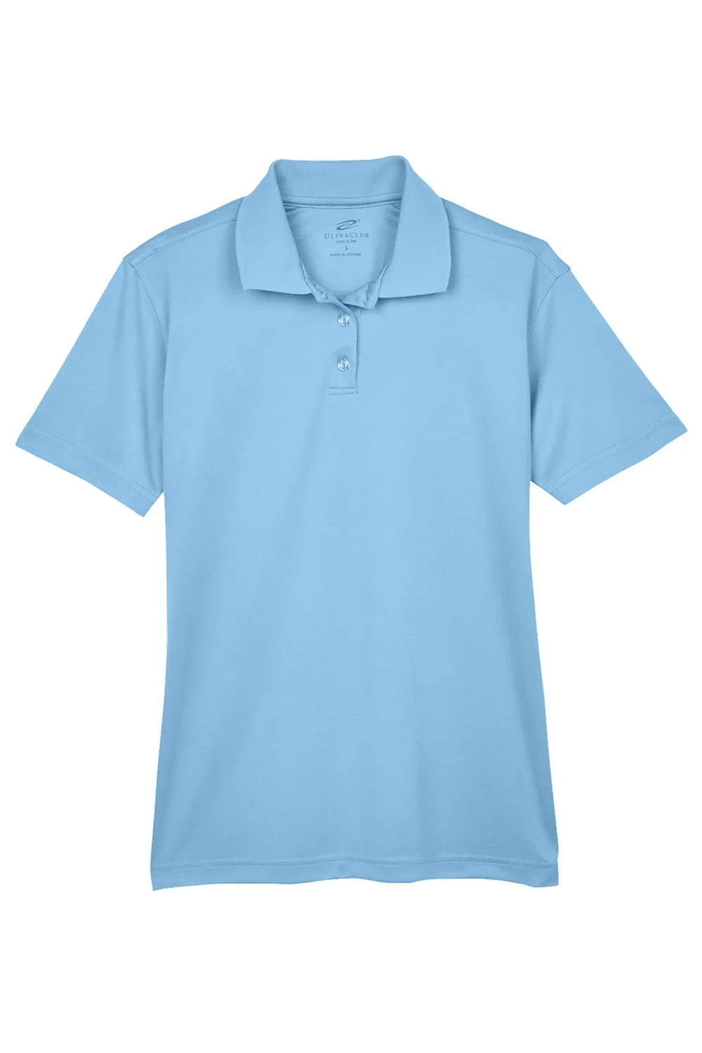 UltraClub Womens Cool & Dry Moisture Wicking Short Sleeve Polo Shirt - Columbia Blue