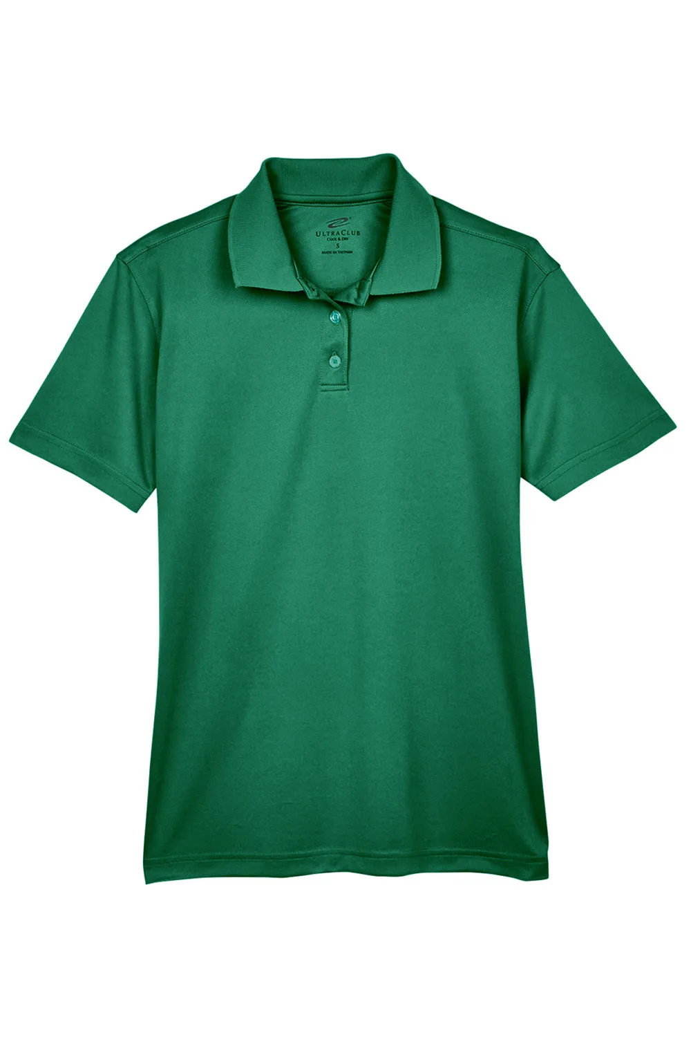 UltraClub Womens Cool & Dry Moisture Wicking Short Sleeve Polo Shirt - Forest Green