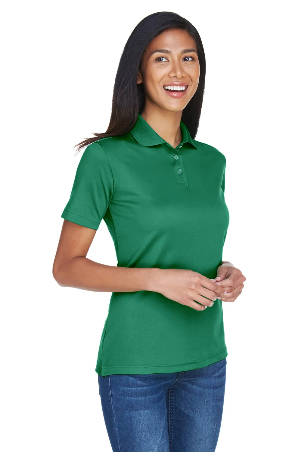 UltraClub Womens Cool & Dry Moisture Wicking Short Sleeve Polo Shirt - Forest Green