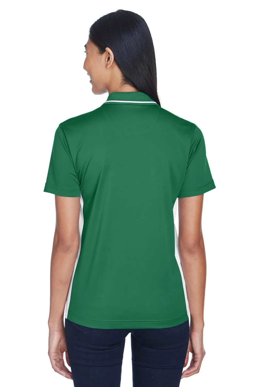 UltraClub Womens Cool & Dry Moisture Wicking Short Sleeve Polo Shirt - Forest Green/White