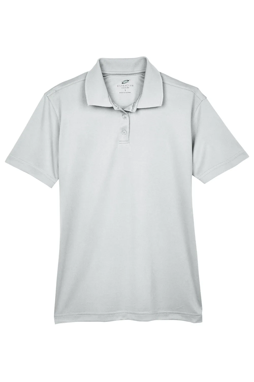 UltraClub Womens Cool & Dry Moisture Wicking Short Sleeve Polo Shirt - Grey