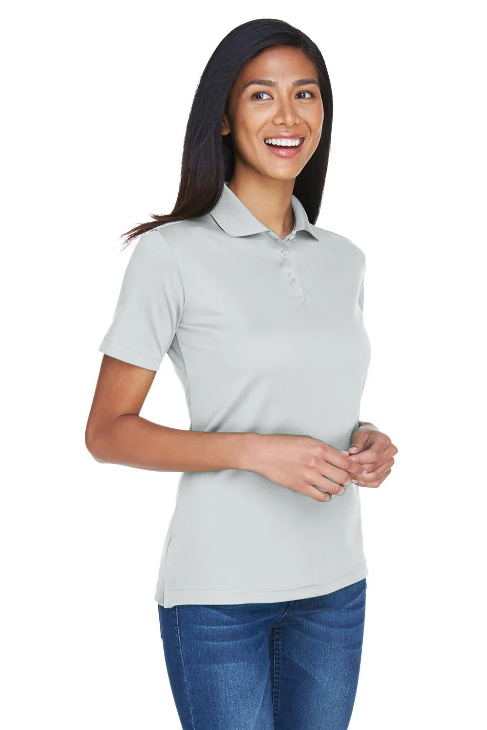 UltraClub Womens Cool & Dry Moisture Wicking Short Sleeve Polo Shirt - Grey