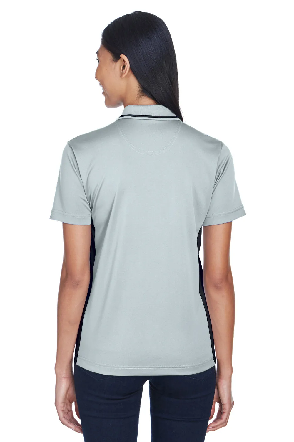 UltraClub Womens Cool & Dry Moisture Wicking Short Sleeve Polo Shirt - Grey/Black
