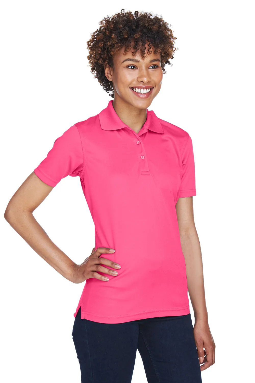 UltraClub Womens Cool & Dry Moisture Wicking Short Sleeve Polo Shirt - Heliconia Pink