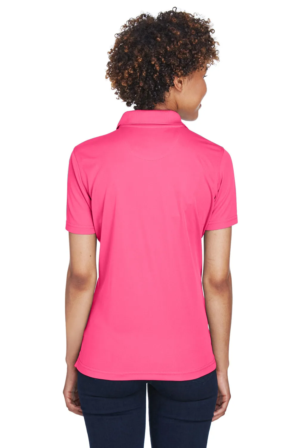 UltraClub Womens Cool & Dry Moisture Wicking Short Sleeve Polo Shirt - Heliconia Pink