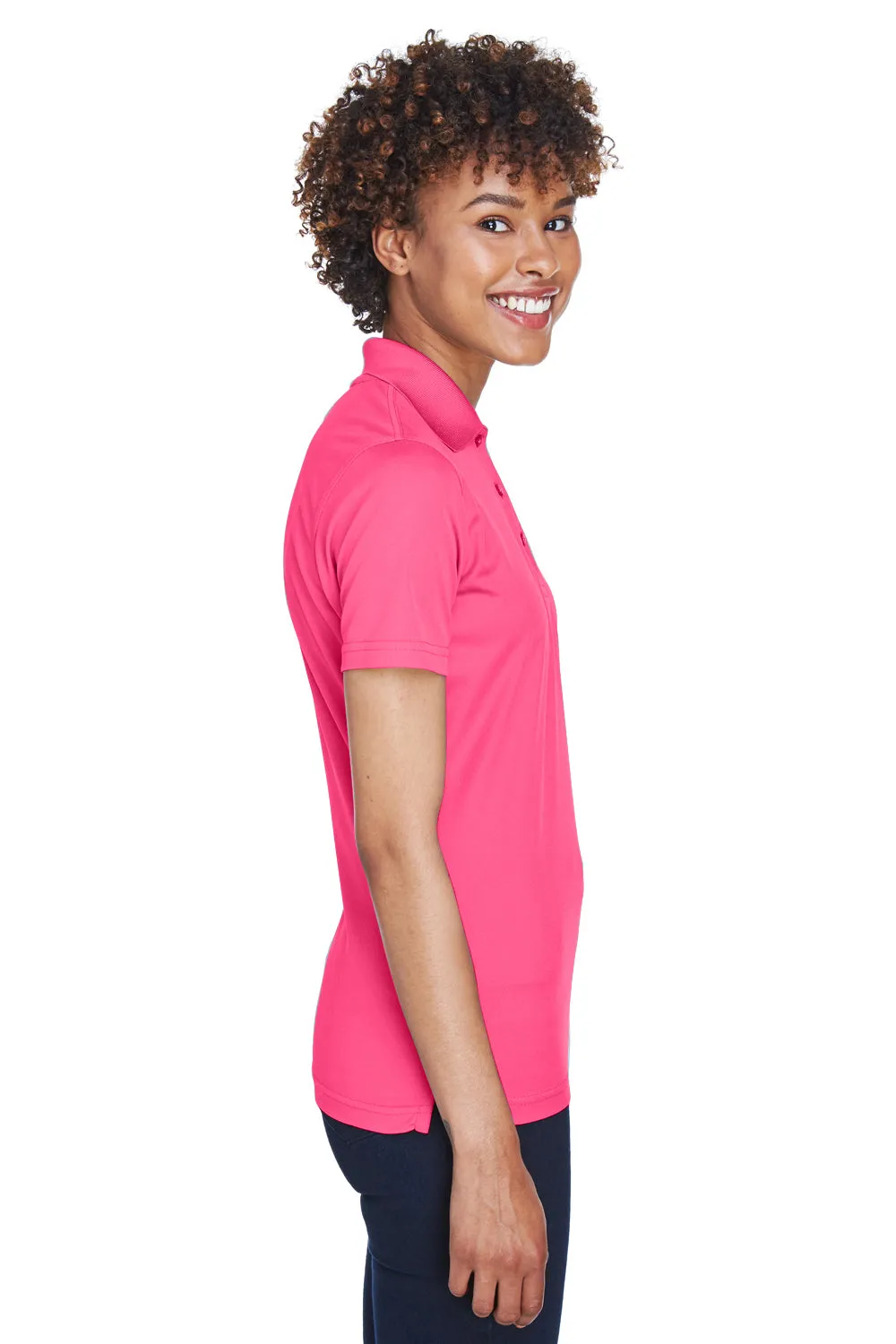 UltraClub Womens Cool & Dry Moisture Wicking Short Sleeve Polo Shirt - Heliconia Pink