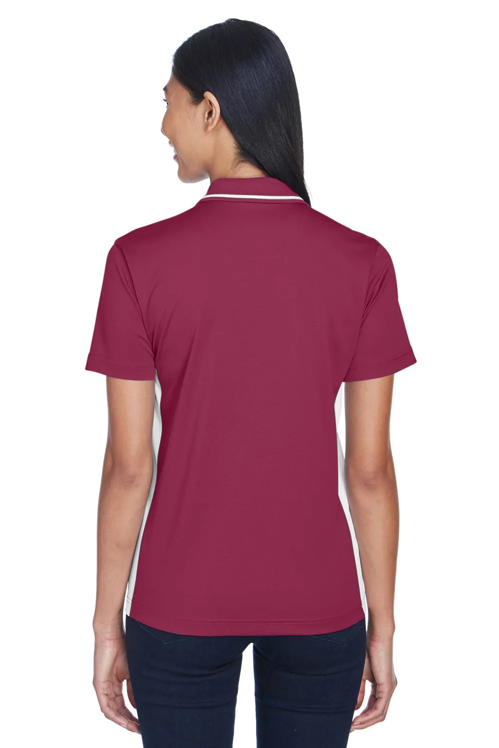 UltraClub Womens Cool & Dry Moisture Wicking Short Sleeve Polo Shirt - Maroon/White