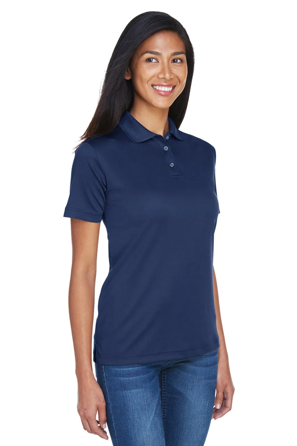 UltraClub Womens Cool & Dry Moisture Wicking Short Sleeve Polo Shirt - Navy Blue