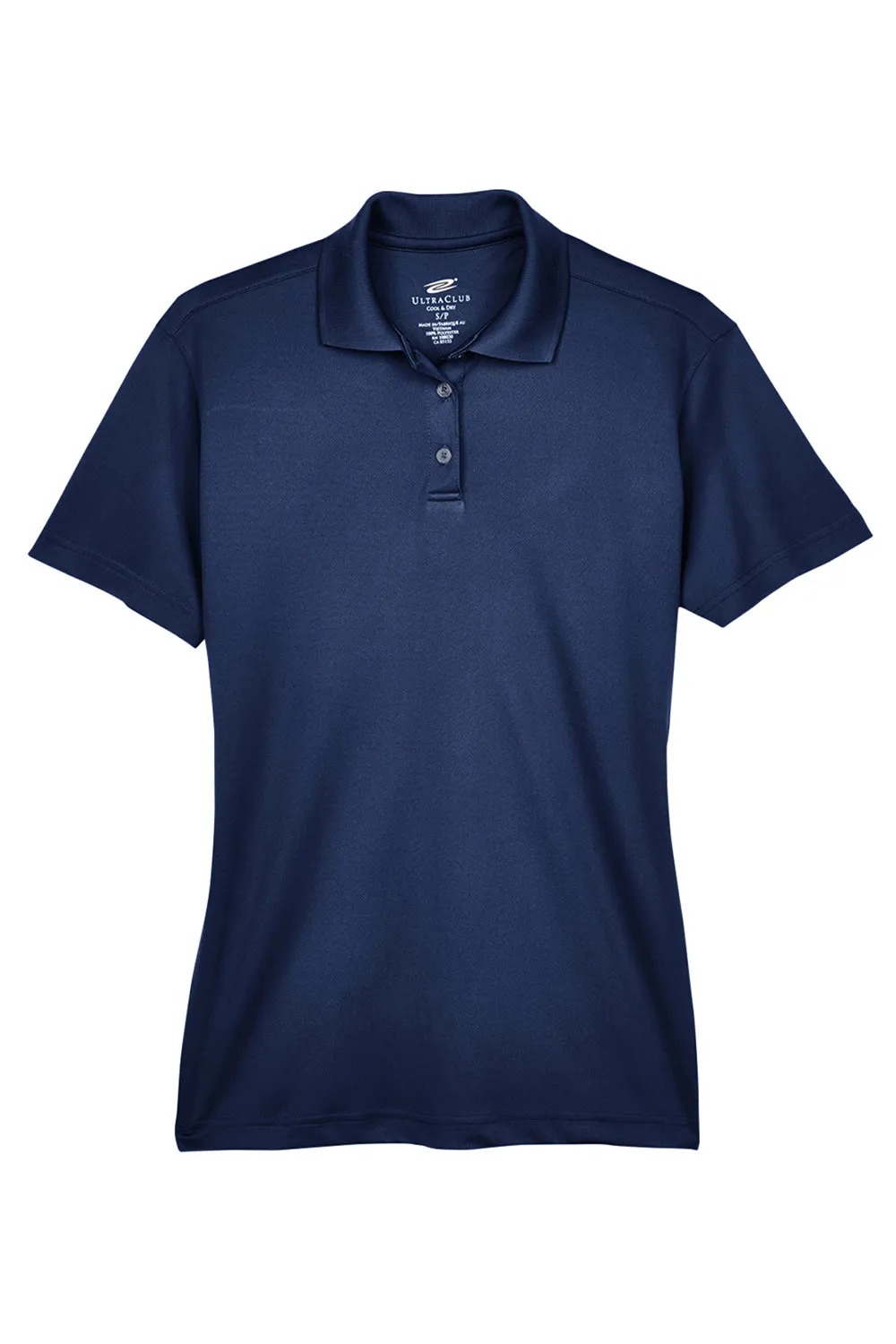 UltraClub Womens Cool & Dry Moisture Wicking Short Sleeve Polo Shirt - Navy Blue