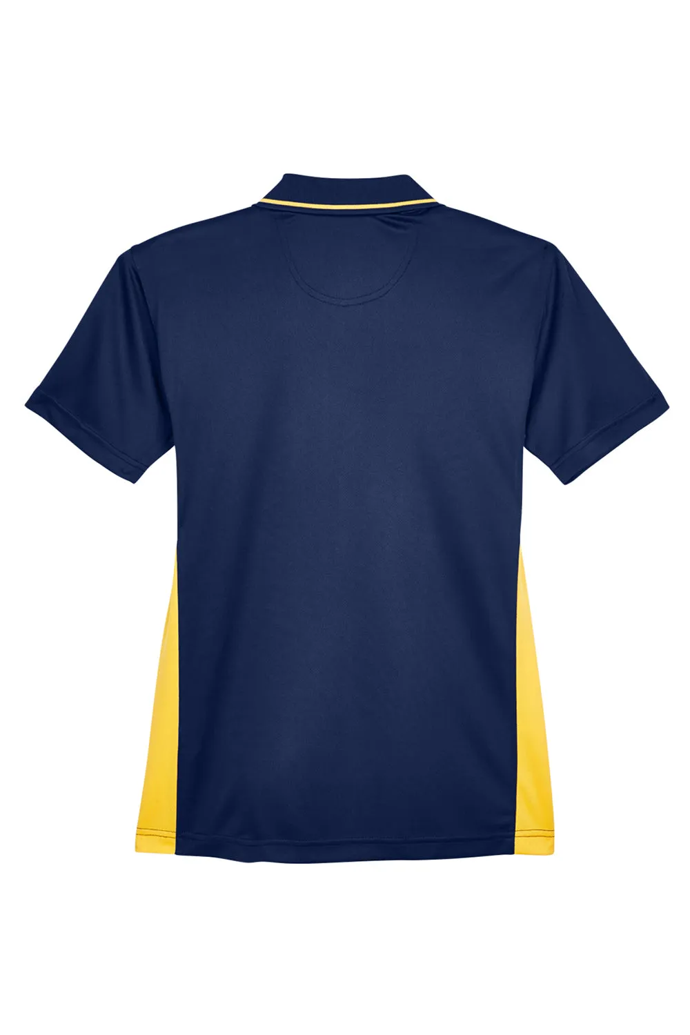 UltraClub Womens Cool & Dry Moisture Wicking Short Sleeve Polo Shirt - Navy Blue/Gold