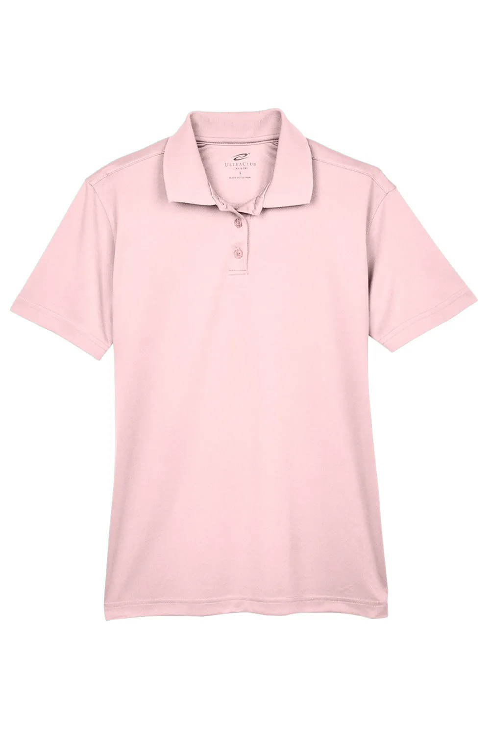 UltraClub Womens Cool & Dry Moisture Wicking Short Sleeve Polo Shirt - Pink