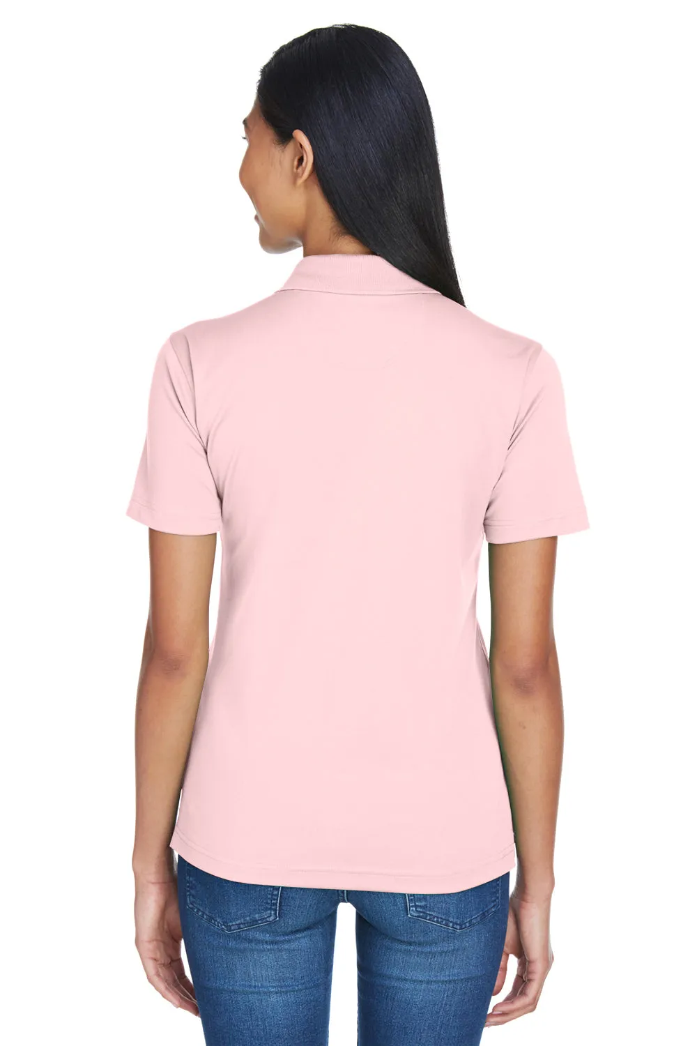 UltraClub Womens Cool & Dry Moisture Wicking Short Sleeve Polo Shirt - Pink
