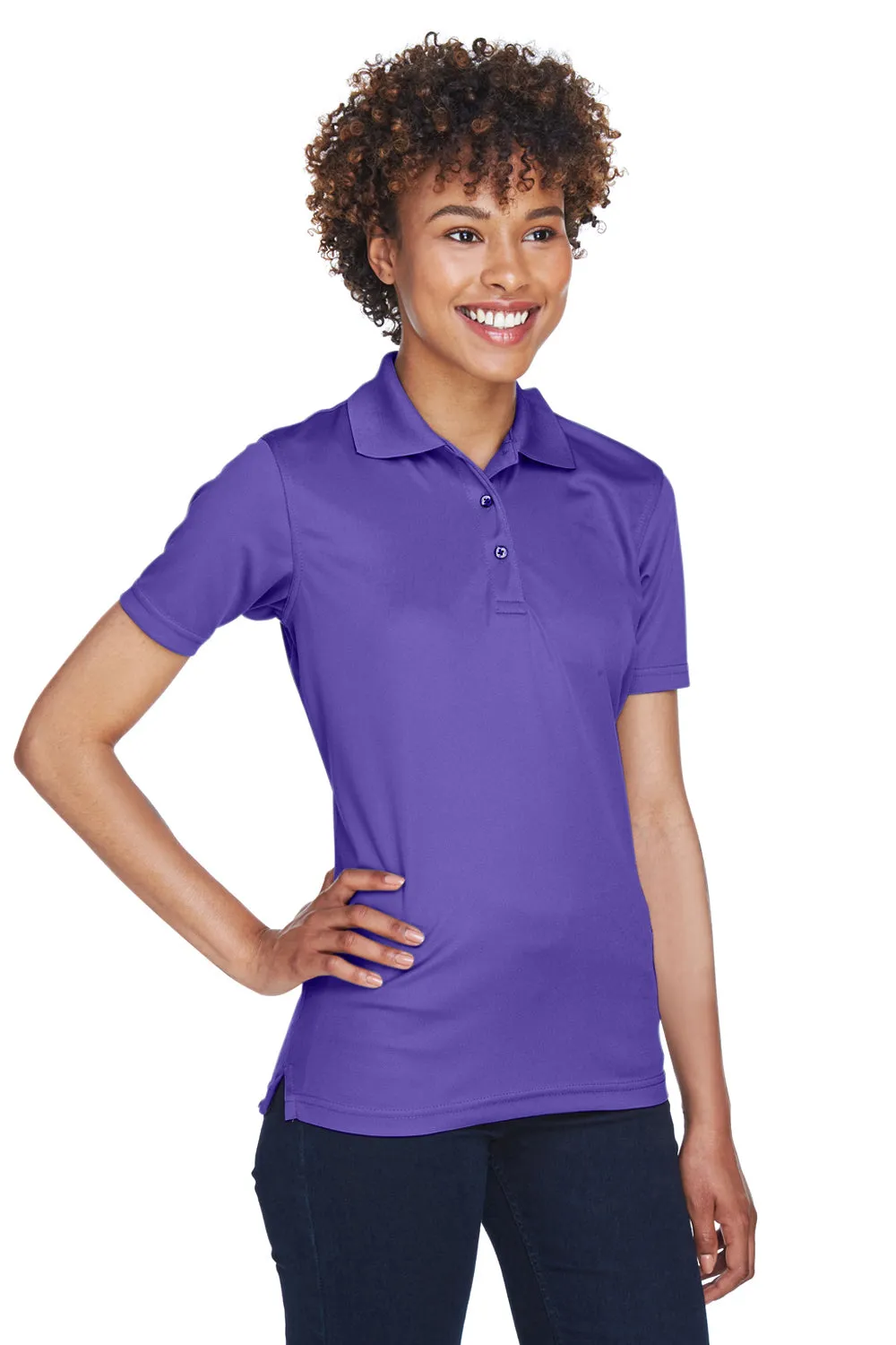 UltraClub Womens Cool & Dry Moisture Wicking Short Sleeve Polo Shirt - Purple