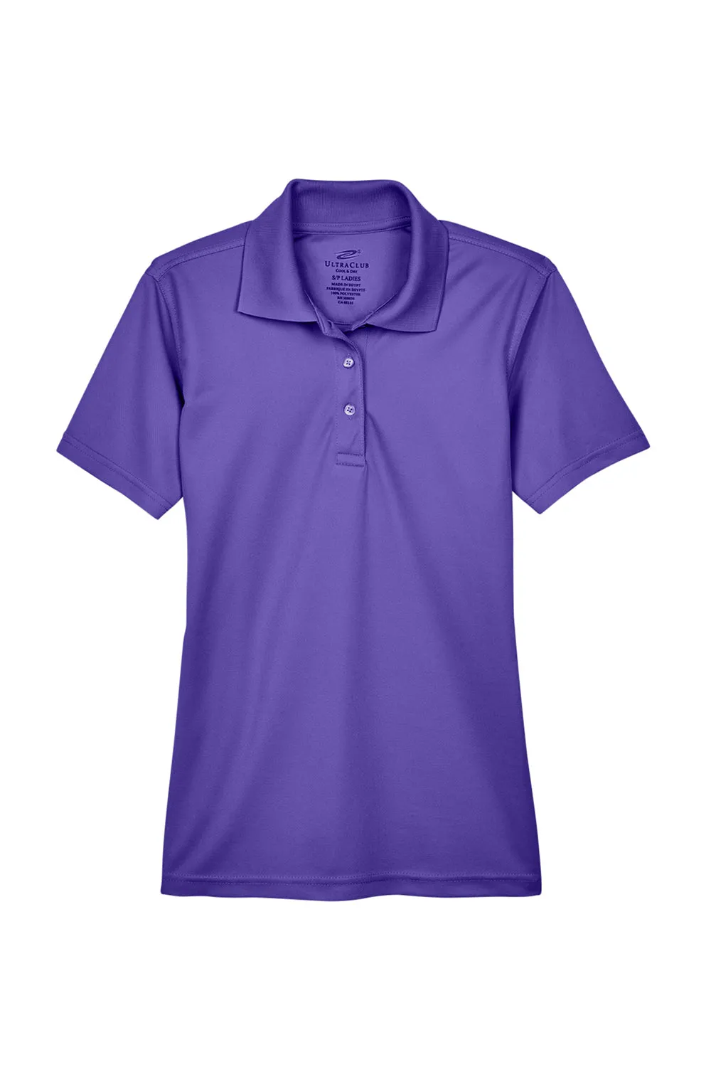 UltraClub Womens Cool & Dry Moisture Wicking Short Sleeve Polo Shirt - Purple