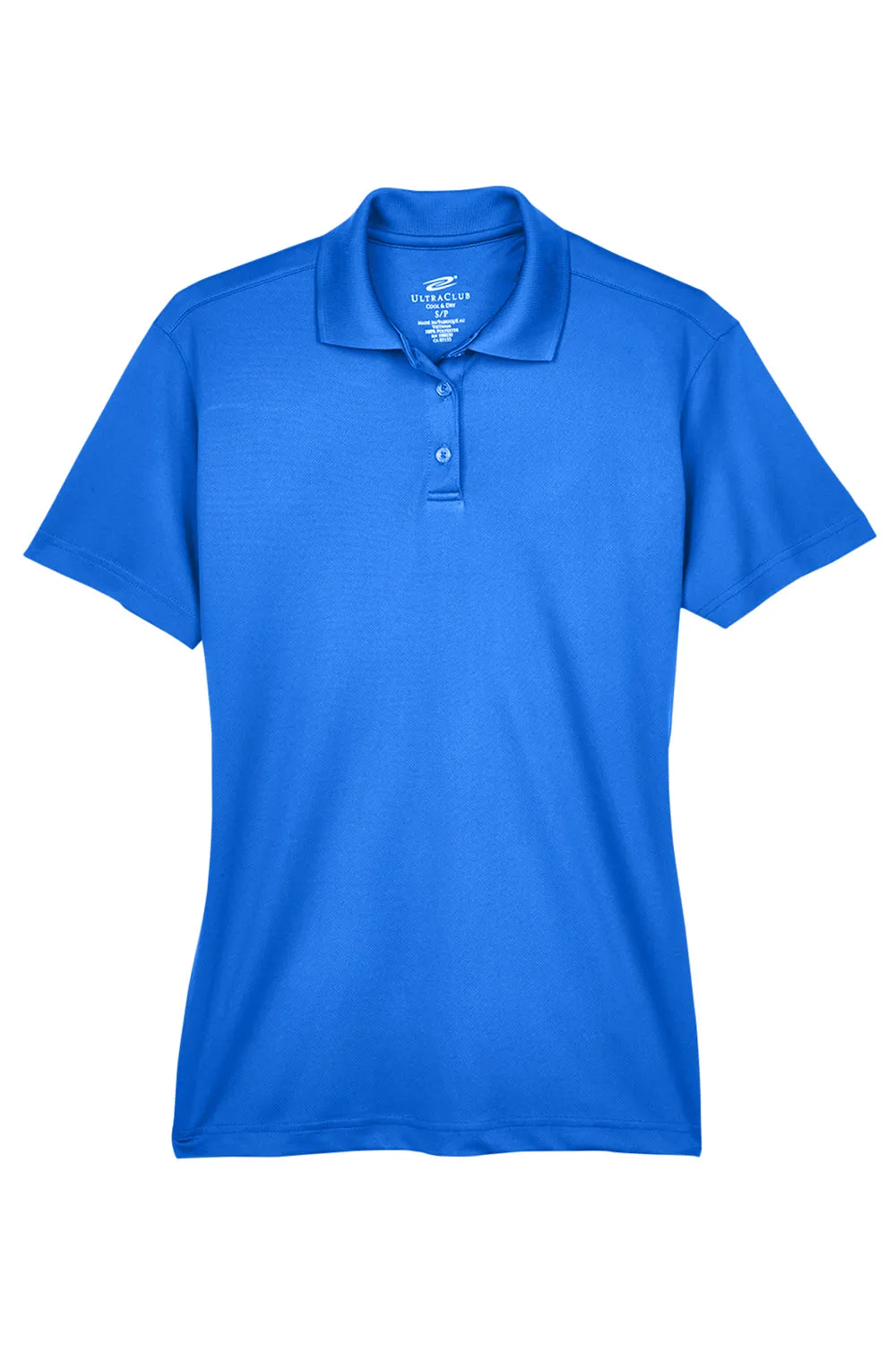 UltraClub Womens Cool & Dry Moisture Wicking Short Sleeve Polo Shirt - Royal Blue