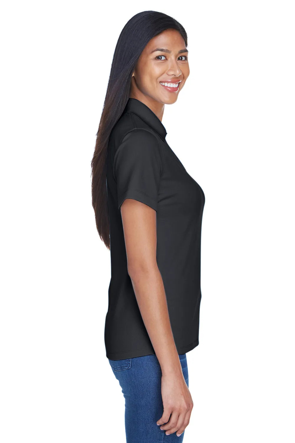 UltraClub Womens Cool & Dry Performance Moisture Wicking Short Sleeve Polo Shirt - Black