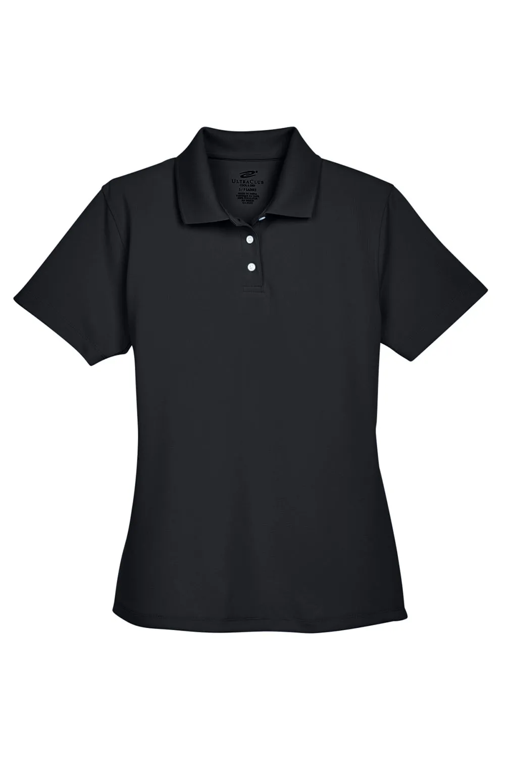 UltraClub Womens Cool & Dry Performance Moisture Wicking Short Sleeve Polo Shirt - Black