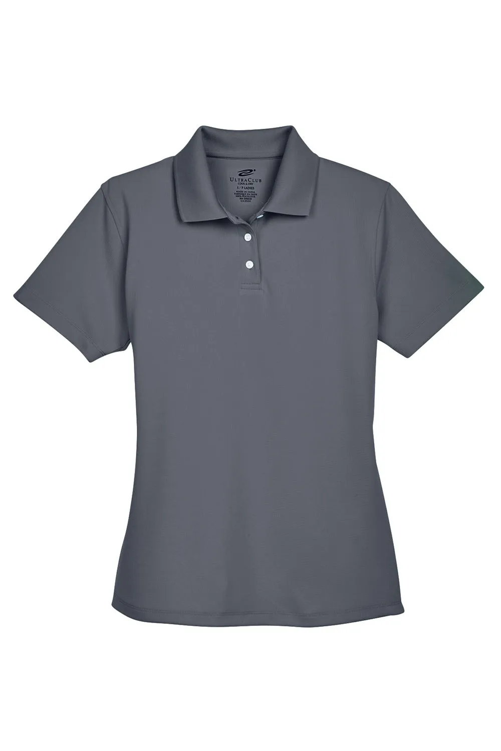 UltraClub Womens Cool & Dry Performance Moisture Wicking Short Sleeve Polo Shirt - Charcoal Grey